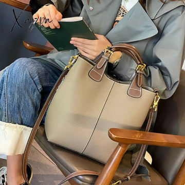 Xajzpa - Luxury Womenโs Bag New Togo Leather Bucket First Layer Cowhide Portable Shoulder Messenger